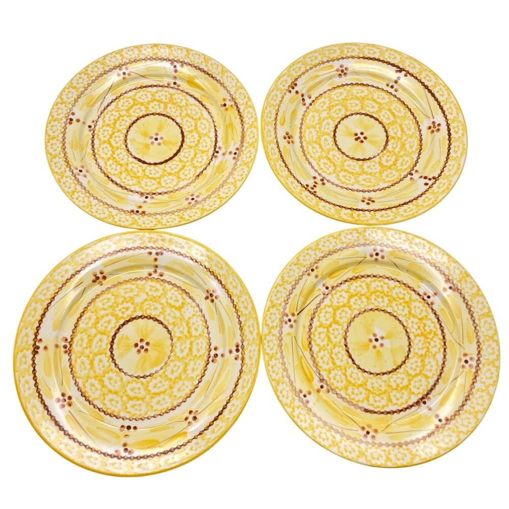 Temptations Old World Yellow Salad plates set of four 8" plate sandwich Dinnerwa